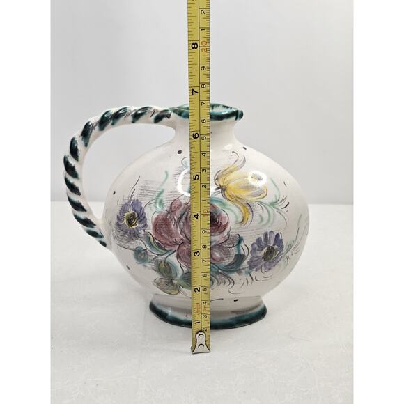 Vintage Ulmer Keramik Floral Pitcher Mid Century Pottery Germany #206 - Picture 9 of 12